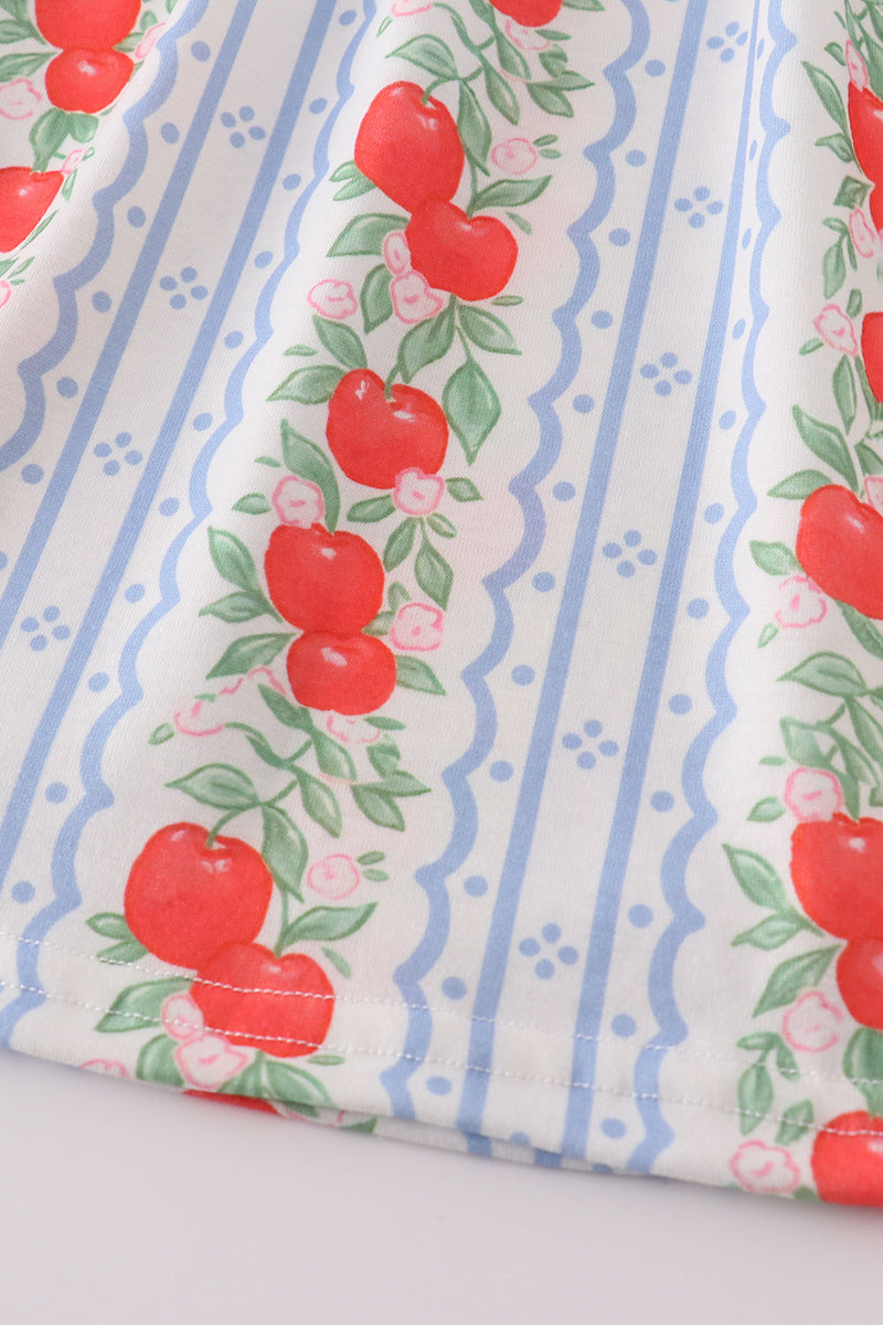 Apple print bow bloomer set