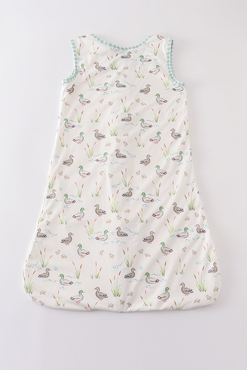 Sage duck baby gown