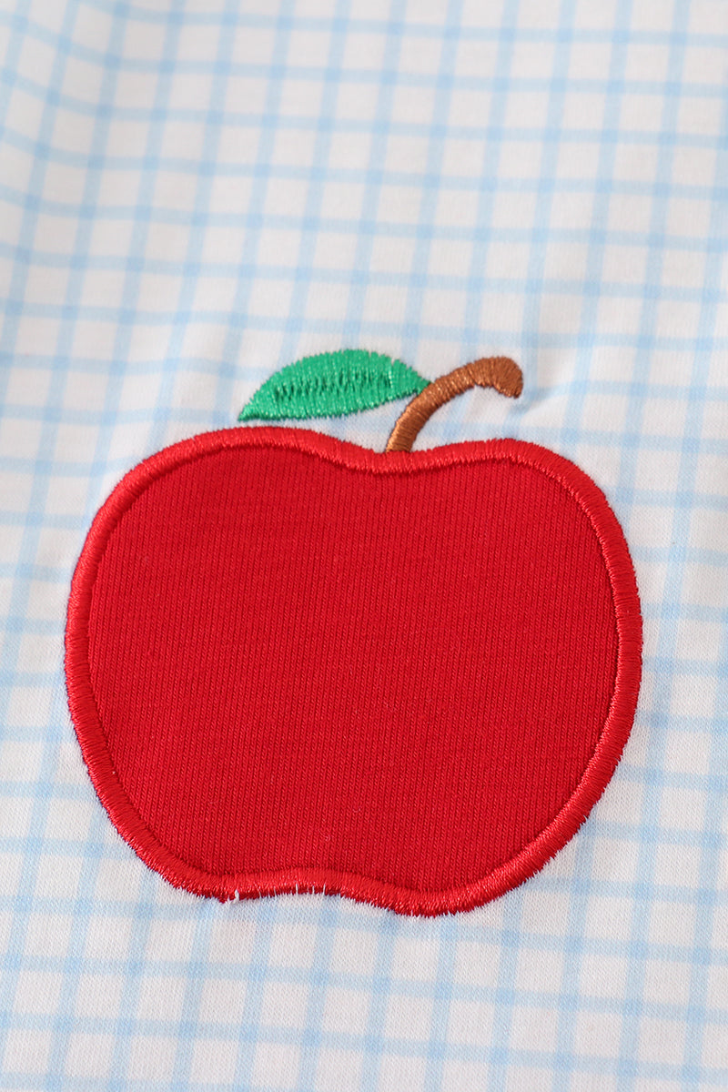 Apple applique bow shorts set
