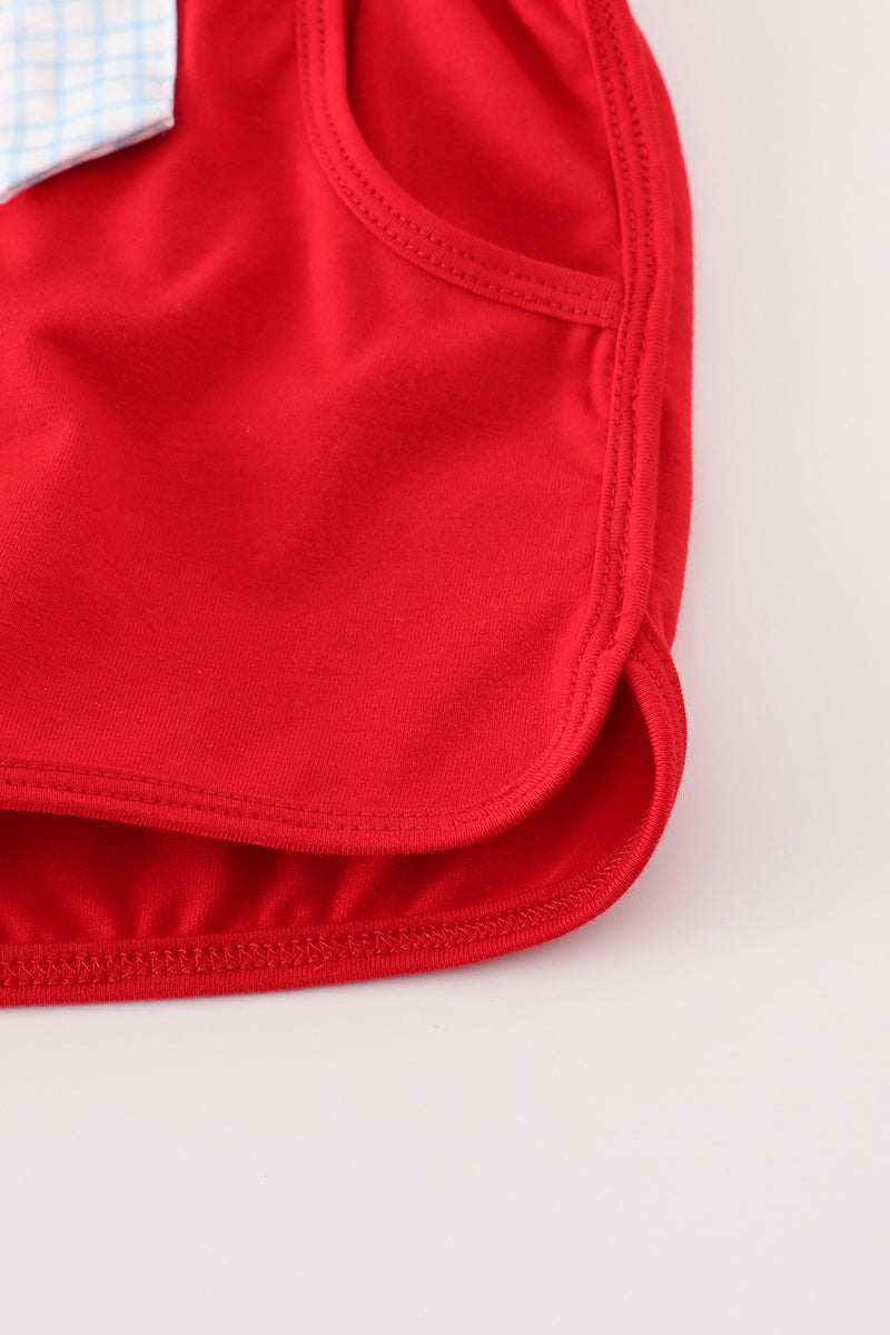 Apple applique bow shorts set