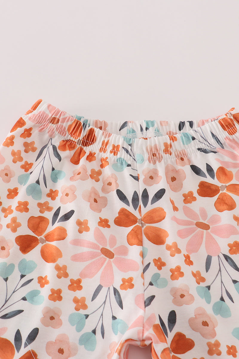 Sage floral ruffle pants set