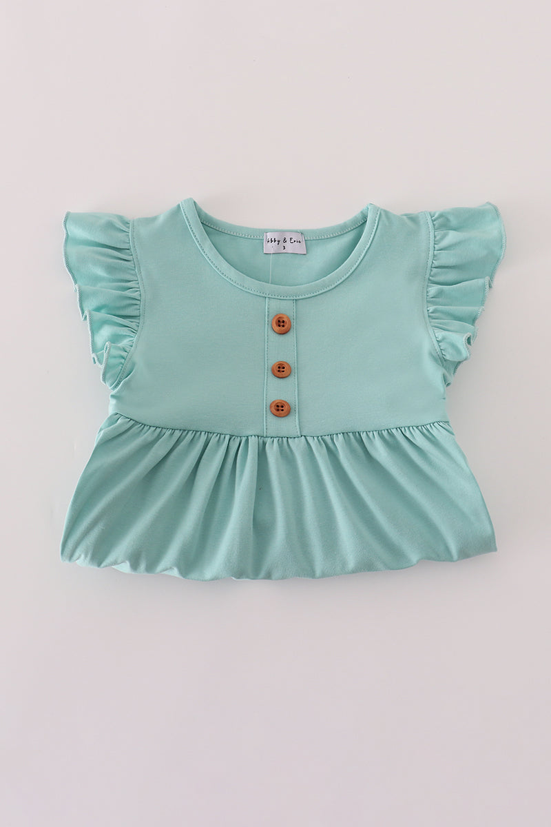 Sage floral ruffle pants set
