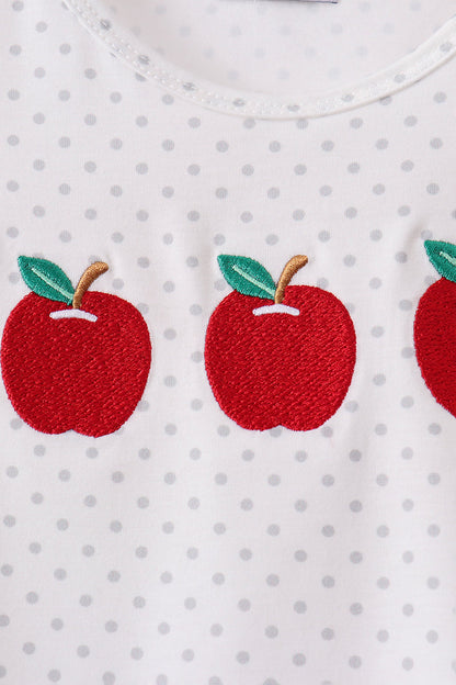 Red Apple Embroidered Skorts Set