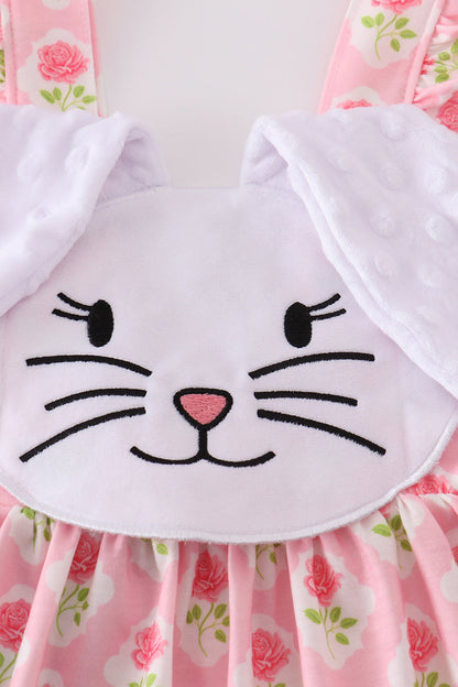 Pink floral bunny applique dress