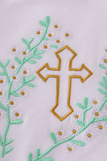 Easter cross embroidery girl bubble