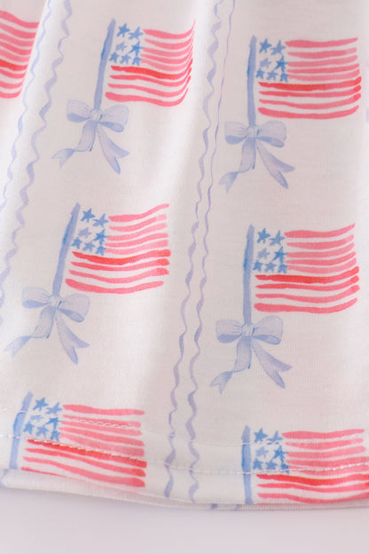 Bow embroidery smocked dress