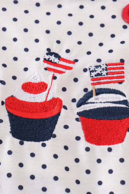 Red cake embroidery dot ruffle bubble
