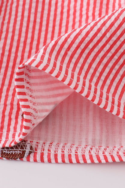 Red stripe I love UGA embroidery seersucker football set