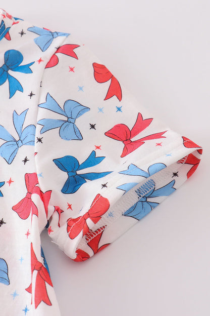 Bow applique print mom&me dress