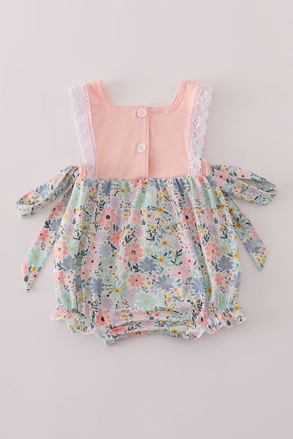 Pink floral character applique bubble