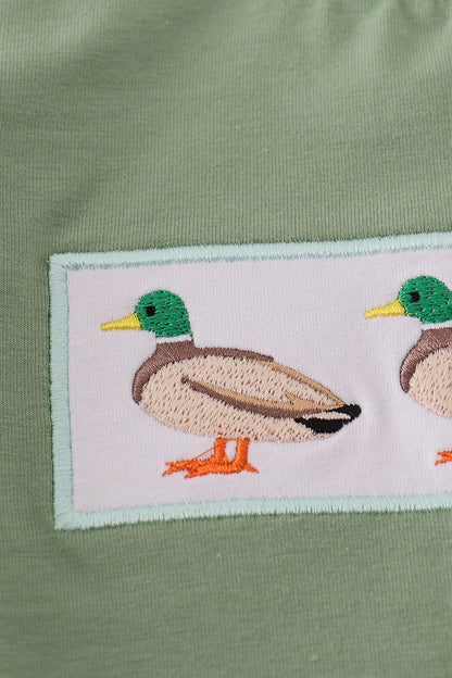 Green duck embroidery top