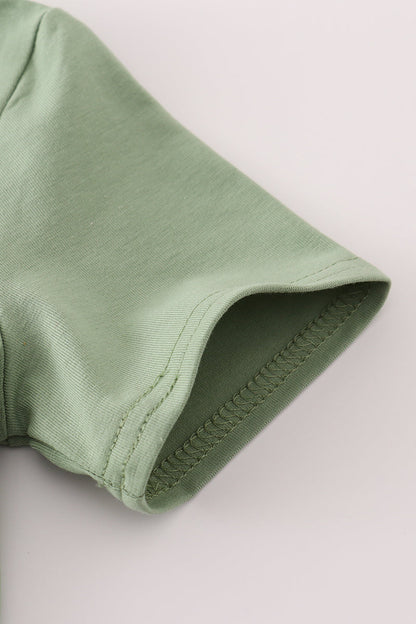 Green duck embroidery top