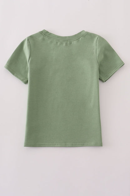 Green duck embroidery top