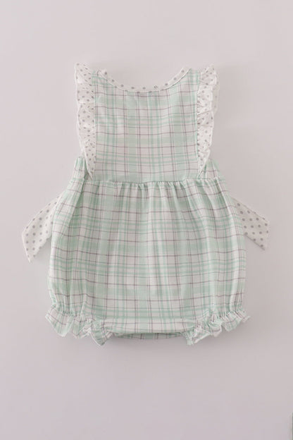 Green plaid sea shell starfish french knot ruffle bubble
