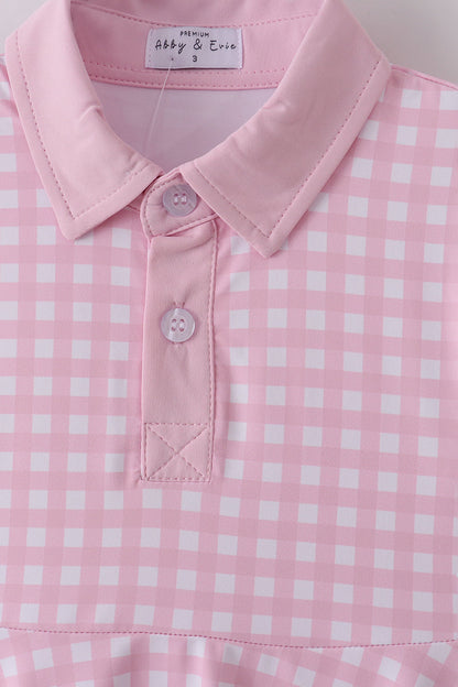 Pink active gingham dress set