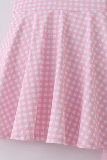 Pink active gingham dress set