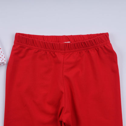 Red gingerbread hand smocked ruffle pants set