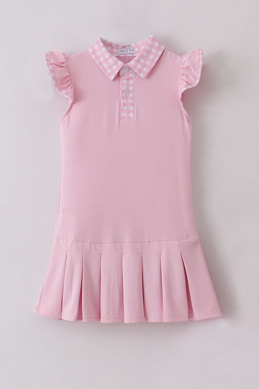 Pink active ruffle dress set