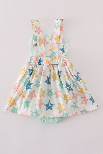 Blue seashell bow ruffle bubble