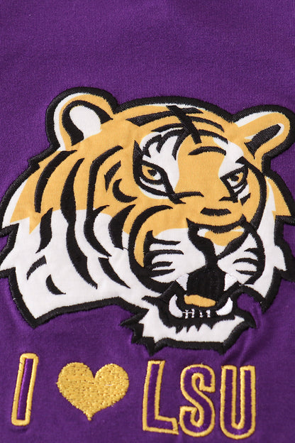 Purple gold I love LSU applique ruffle shorts set