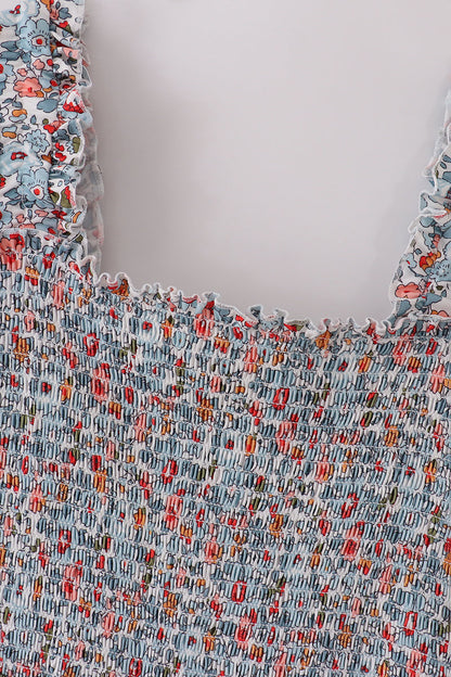 Floral print smocked mom dress
