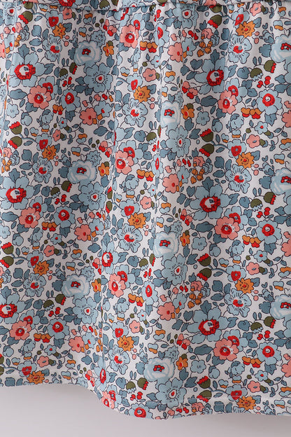 Floral print smocked mom dress