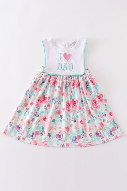 Floral I love dad embroidery dress