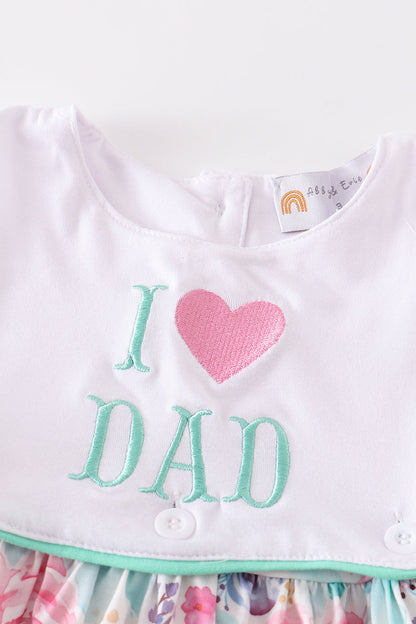 Floral I love dad embroidery dress