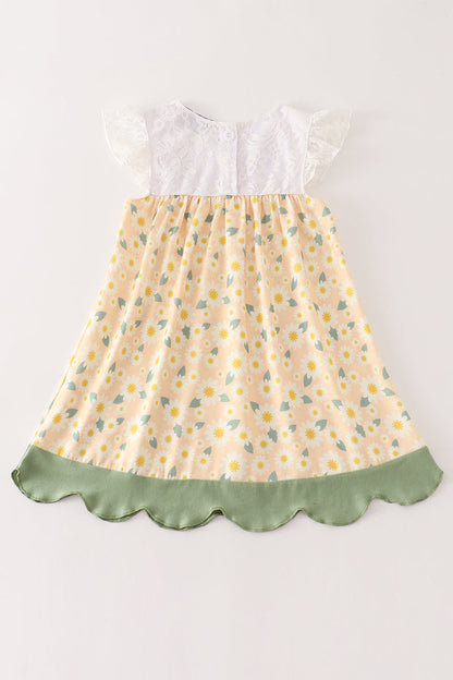Yellow floral lace dress