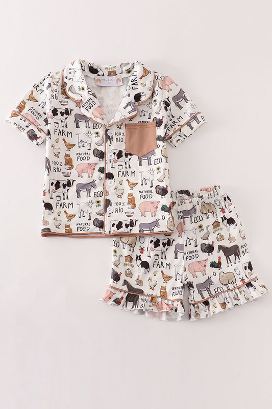 Beige farm girl pajamas set