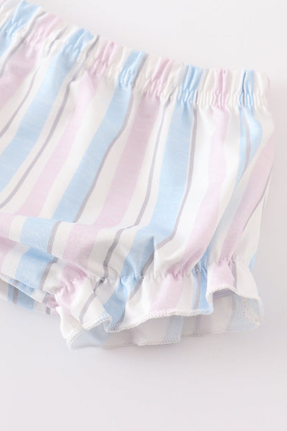 Crab french knot stripe baby girl set