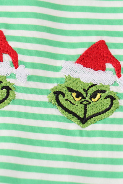 Green christmas grinch embroidery boy set