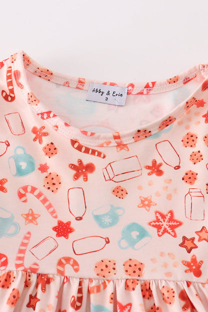 Christmas gingerbread ruffle dress