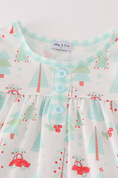 Christmas tree car print girl set