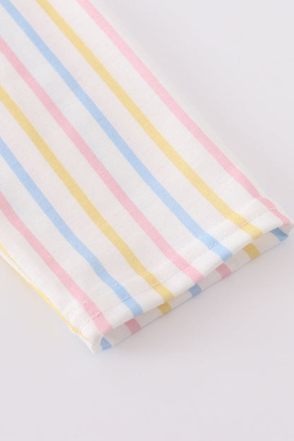 Stripe princess embroidery girl dress