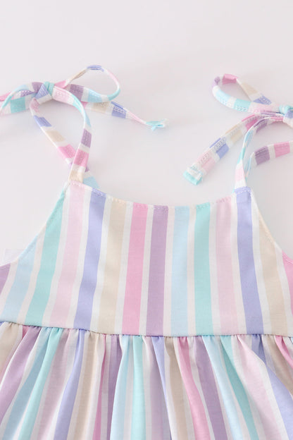 Multicolored stripe girl shorts set
