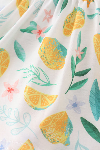 Green lemon pirnt girl bloomer set