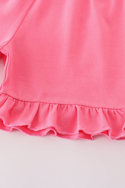 Blue character embroidery shorts set