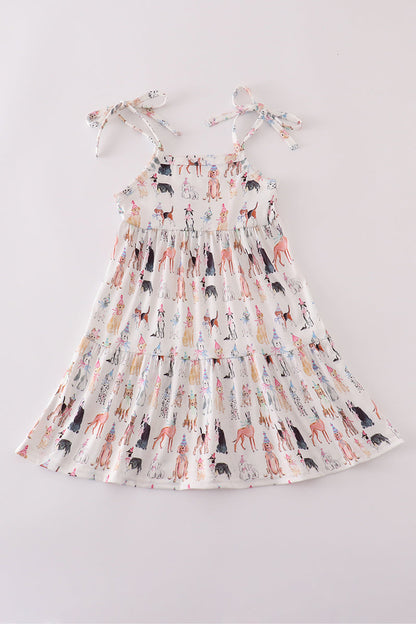 Pink party puppy print dress