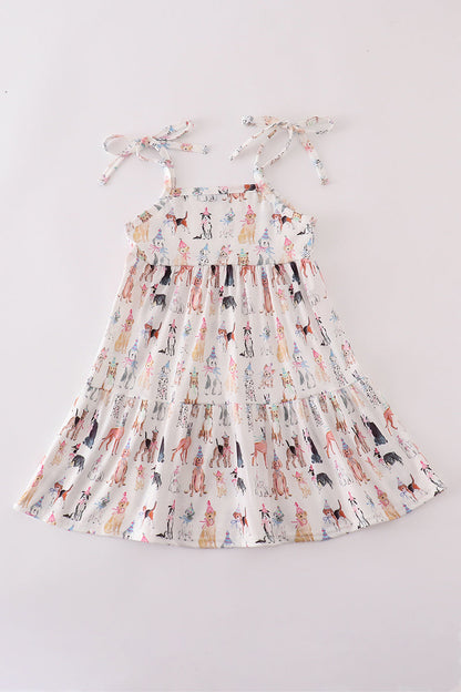 Pink party puppy print dress