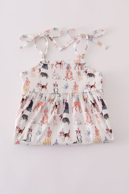 Pink party puppy print dress