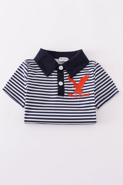 Navy Auburn war eagle embroidery button down shirt