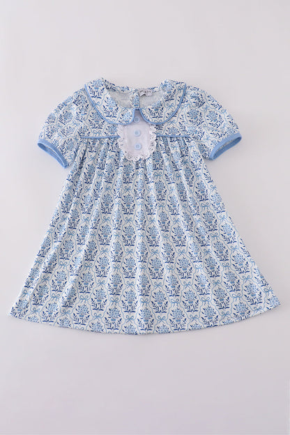 Blue toile garden bow dress