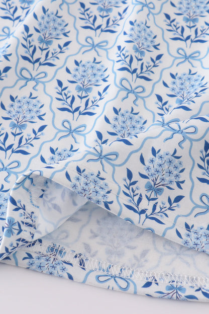Blue toile garden bow dress