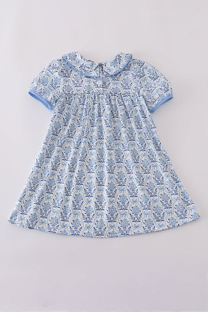 Blue toile garden bow dress