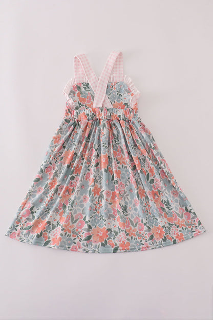 Green garden bloom ruffle dress