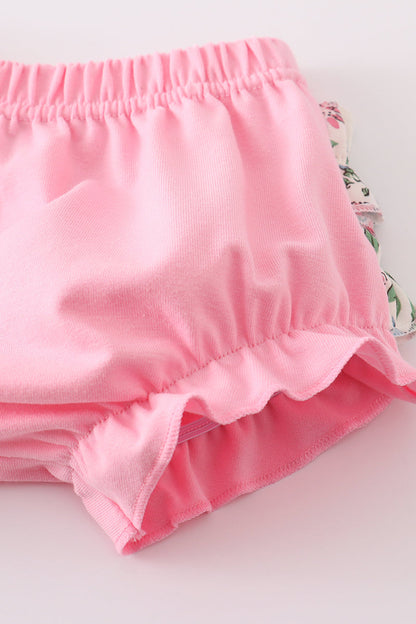 Vintage floral print ruffle bloomer set
