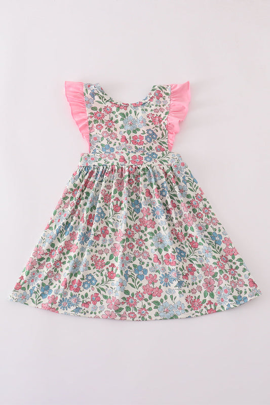Vintage floral print ruffle dress