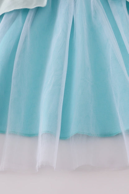 Sky princess embroidery ruffle dress