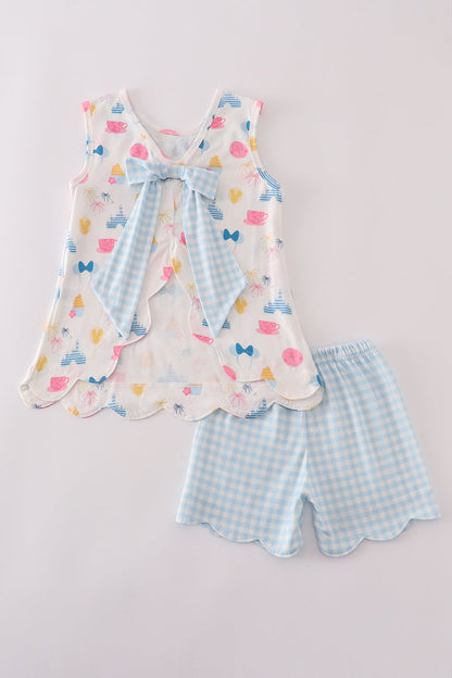 Fireworks castle print shorts set